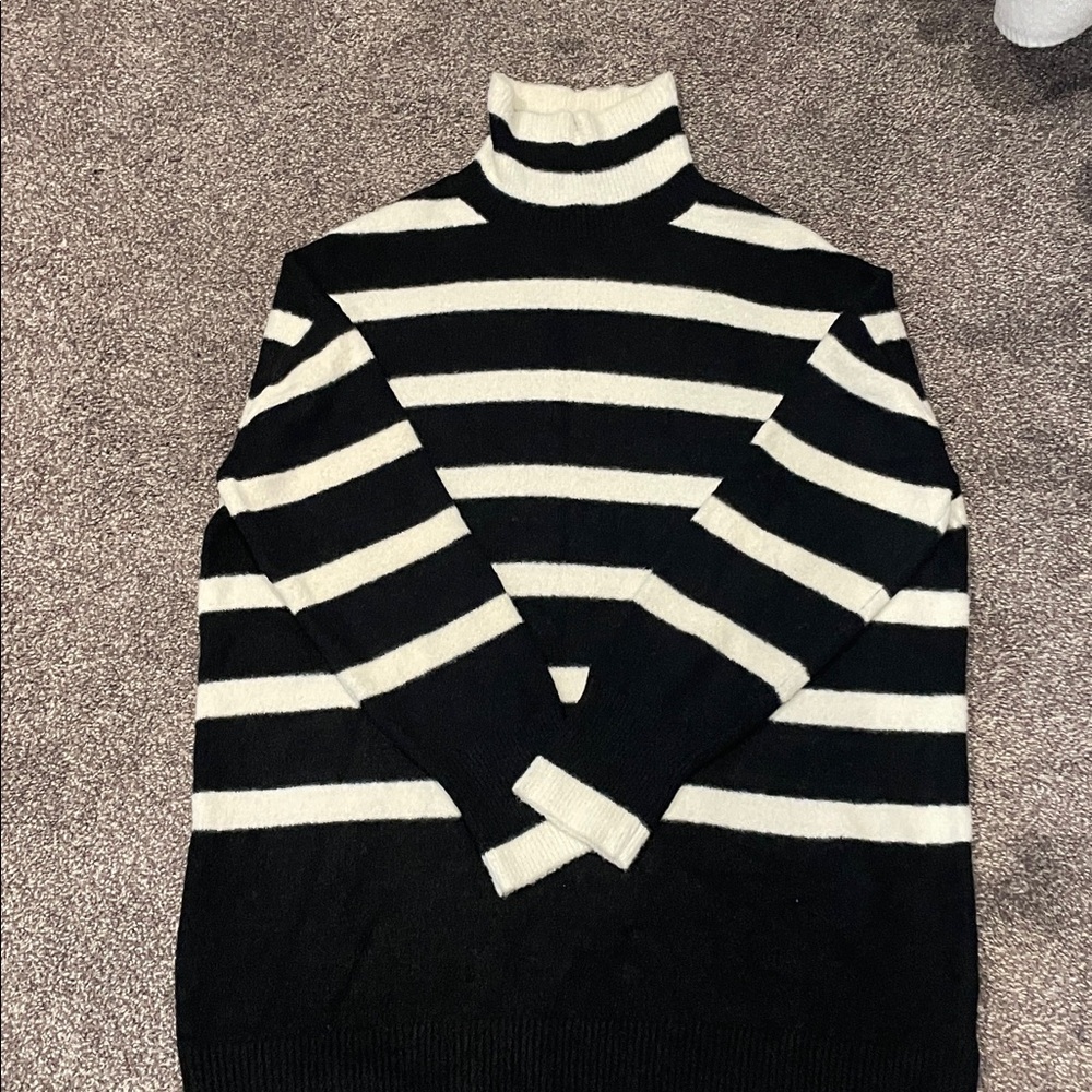 Express Monochrome Striped Knit sweater